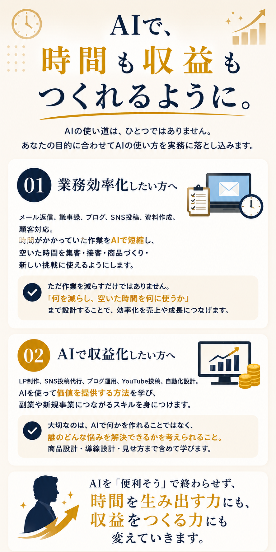 AIで、時間も収益もつくれるように。